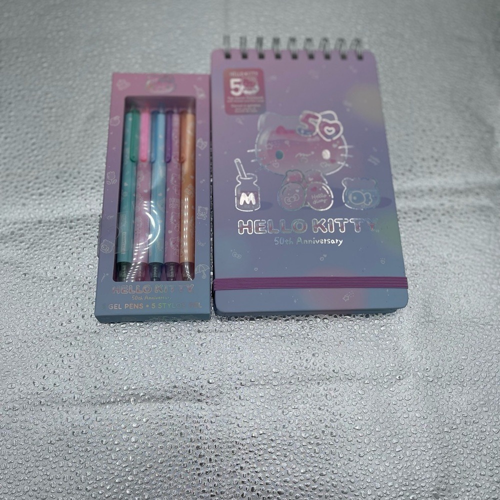 Hello Kitty 50th Anniversary Notebook + Gel Pen Set Sanrio Stationery NWT
